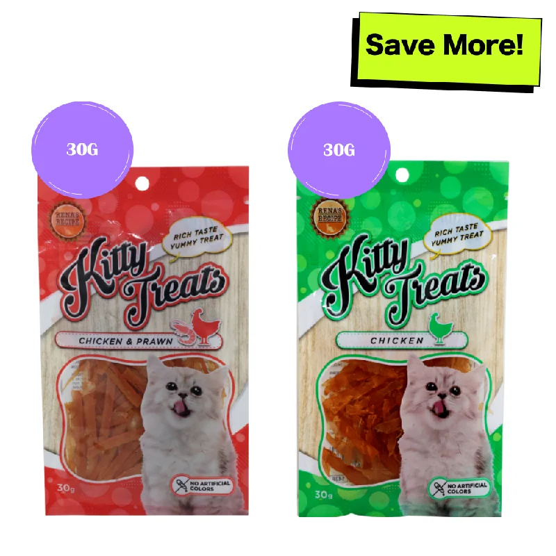    - Cat food for digestive health  Kitty Treats Chicken with Shrimp Flavour and Soft Chicken Jerky Sliced Cat Treats Combo