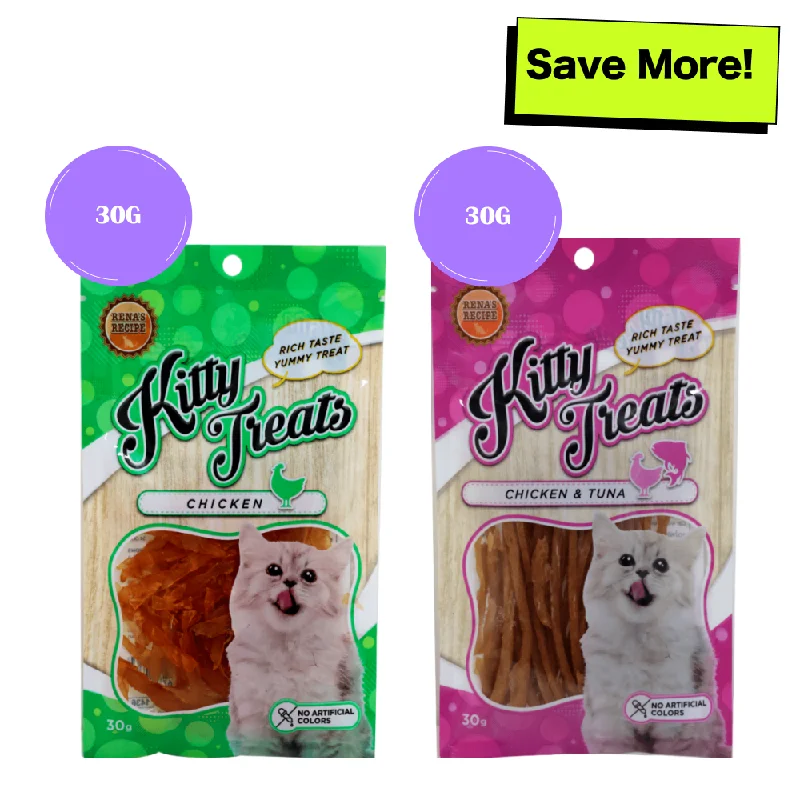  . **Functional Cat Food**  Kitty Treats Soft Chicken Jerky Sliced and Chicken & Tuna Cat Treats Combo