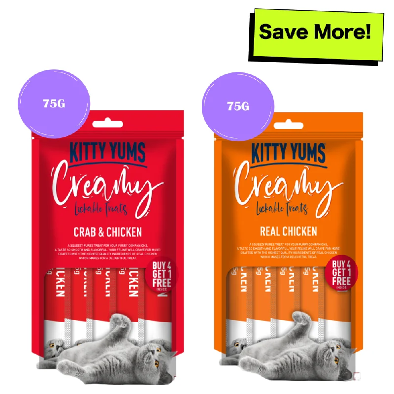    - Fish-based cat food  Kitty Yums Real Chicken and Crab & Chicken Creamy Cat Treats Combo