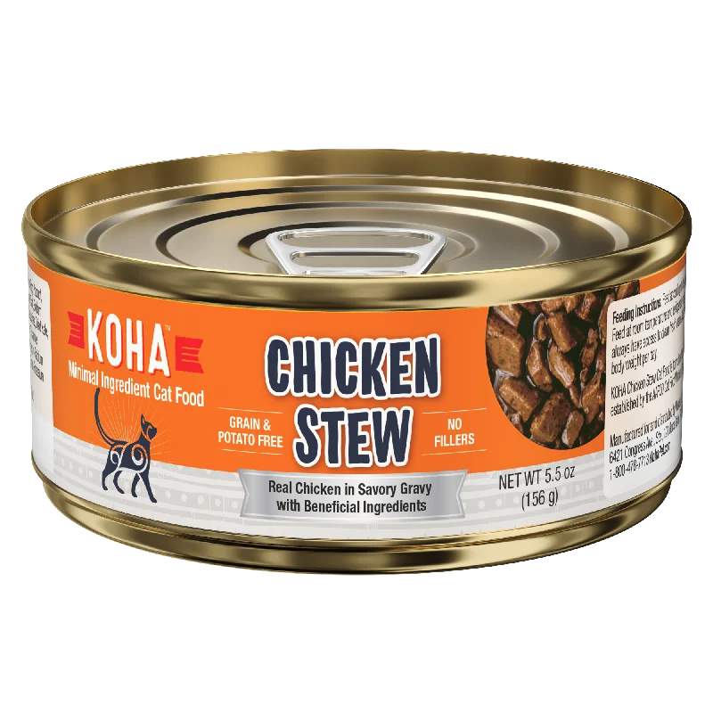    - Natural ingredient cat food  KOHA Grain & Potato Free Chicken Stew Canned Cat Food