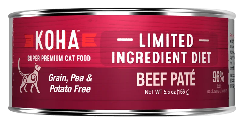    - Fish-based cat food  KOHA Grain & Potato Free Limited Ingredient Diet Beef Pate Canned Cat Food