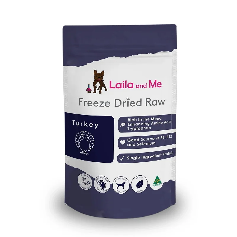    - Indoor cat food  Laila & Me Freeze Dried Raw Turkey Dog and Cat Treats 60g