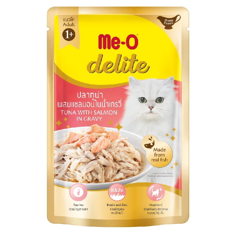    - Cat food for coat health  Me O Delite Tuna Salmon in Gravy Cat Wet Food