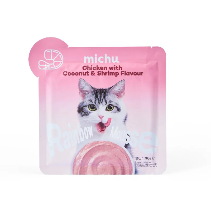    - Digestive care cat food  Michu Rainbow Mousse Chicken With Coconut & Shrimp Flavour Cat Wet Food 50g x 10