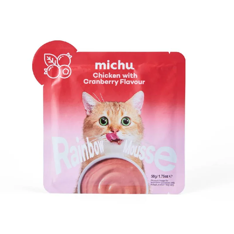    - Cat food for pregnant and nursing cats  Michu Rainbow Mousse Chicken With Cranberry Flavour Cat Wet Food 50g x 10