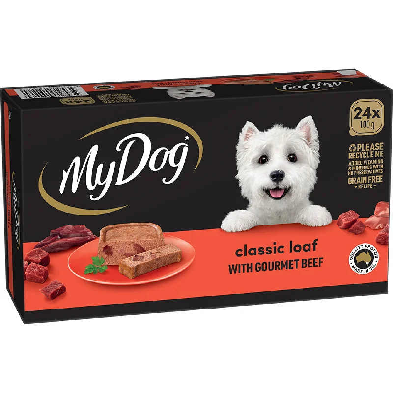  -Fish-containing dog foodMy Dog With Gourmet Beef Adult Wet Dog Food Trays 100g x 24