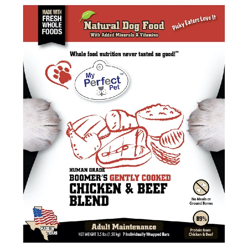 - Dog food discountsMy Perfect Pet Boomer's Gently Cooked Chicken & Beef Blend Frozen Dog Food Bars