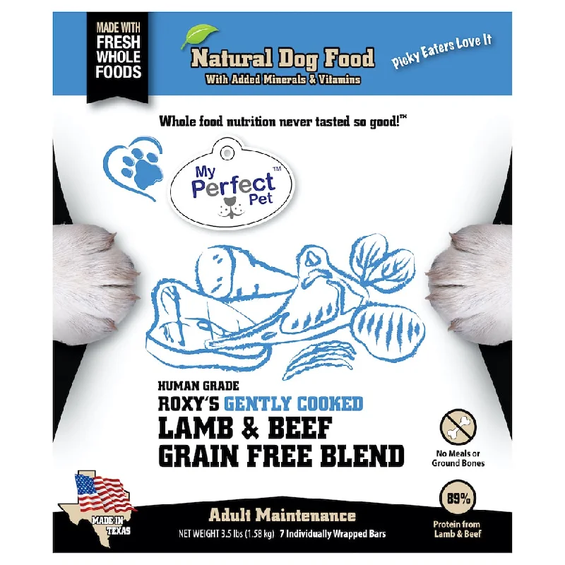  -High-fiber dog foodMy Perfect Pet Roxie's Gently Cooked Grain Free Lamb & Beef Blend Frozen Dog Food Bars