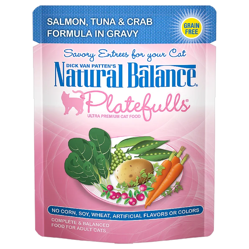    - Affordable cat food with good quality  Natural Balance Original Ultra Platefulls Salmon, Tuna, & Crab Recipe Morsels in Gravy Cat Wet