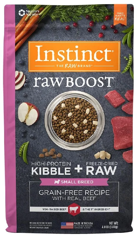 - Dog food recommendations for multi-dog householdsInstinct Grain Free Raw Boost Small Breed Recipe with Real Beef Dry Dog Food