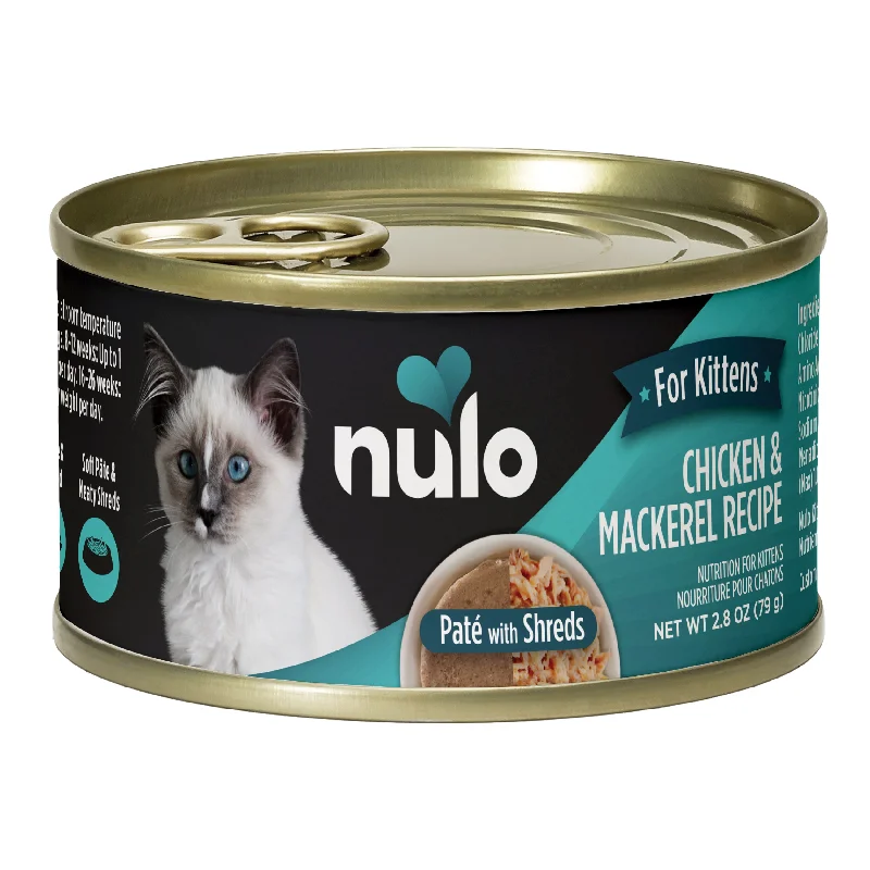    - Cat food for immune system support  Nulo for Kittens Chicken & Mackerel Recipe Pate with Shreds Canned Kitten Food