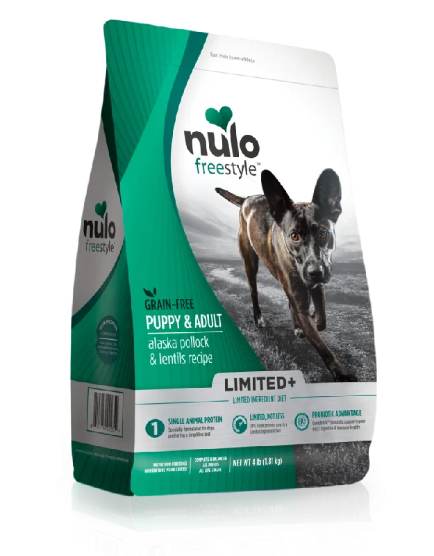 - Natural ingredient dog foodNulo FreeStyle Limited+ Grain Free Alaska Pollock & Lentils Recipe Puppy & Adult Dry Dog Food