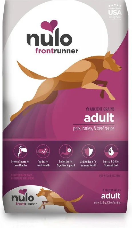 - Natural ingredient dog foodNulo Frontrunner Pork, Barley & Beef Adult Dry Dog Food