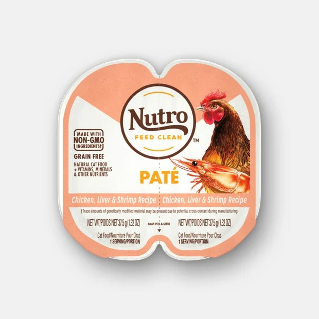    - Cat food for digestive health  Nutro Perfect Portions Adult Grain Free Chicken, Liver & Shrimp Pate Wet Cat Food Trays