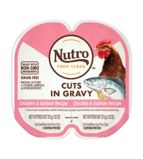    - Cat food nutritional analysis  Nutro Perfect Portions Grain Free Cuts In Gravy Real Chicken & Salmon Recipe Wet Cat Food Trays