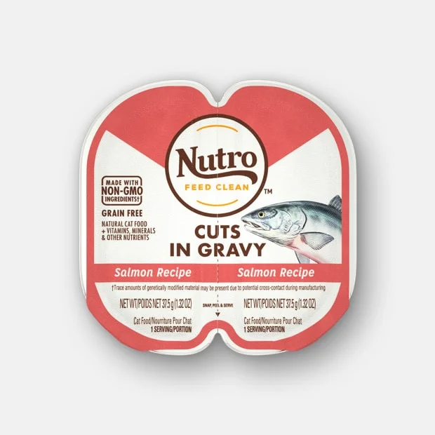    - Affordable cat food with good quality  Nutro Perfect Portions Grain Free Cuts In Gravy Real Salmon Recipe Wet Cat Food Trays