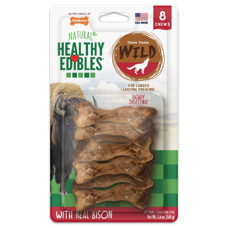  -Cost-effective dog foodNylabone Healthy Edibles WILD Natural Long Lasting Bison Flavor Dog Chew Treats Wild Bone Small (Pack of 8)