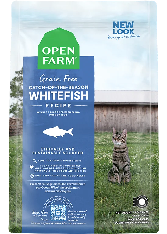    - Digestive care cat food  Open Farm Catch-of-the-Season Whitefish Grain Free Dry Cat Food