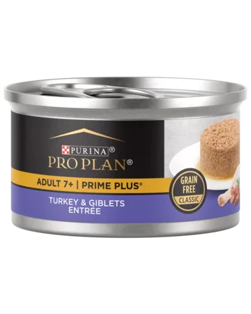    - Hairball control cat food  Purina Pro Plan Prime Plus Adult 7+ Turkey and Giblets Canned Cat Food