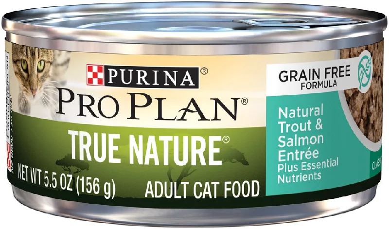    - Natural ingredient cat food  Purina Pro Plan True Nature Grain Free Adult Trout & Salmon Entree Canned Cat Food