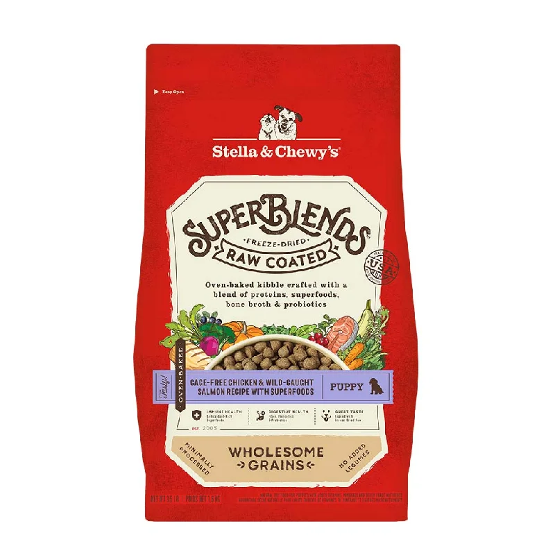 - Dog food discountsSuperBlends Raw Coated Puppy Kibble: Chicken, Salmon + Superfoods