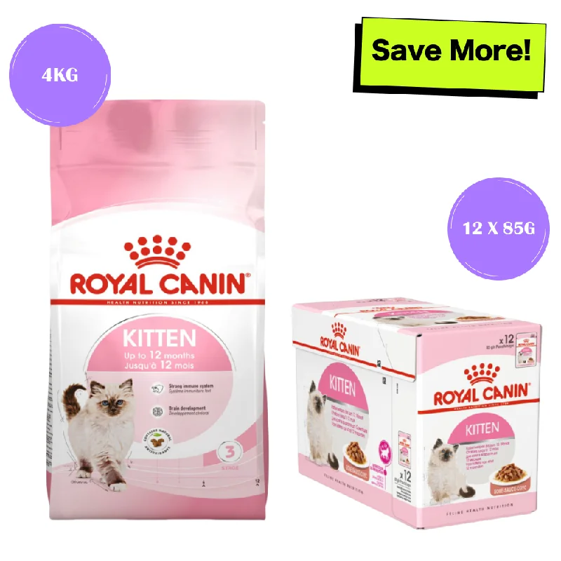  . **Functional Cat Food**  Royal Canin Kitten Cat Dry and Wet Food Combo