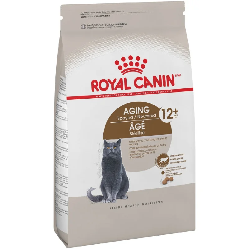    - Chicken flavor cat food  Royal Canin Feline Health Nutrition Aging Spayed/Neutered Senior 12+ Dry Cat Food