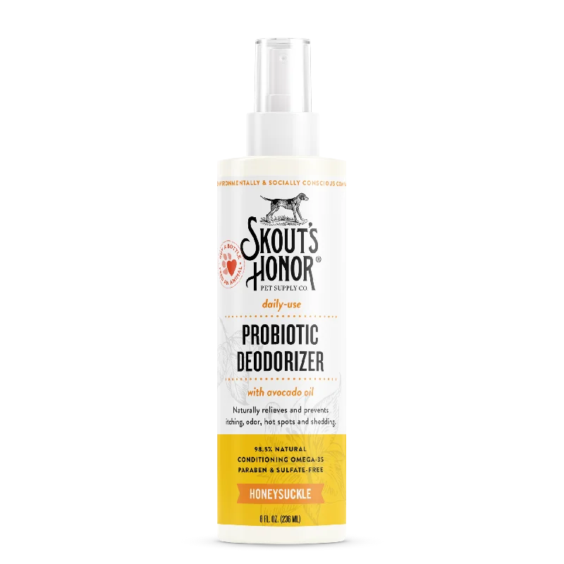    - Cat food discounts and promotions  Skout's Honor Probiotic Deodorizer Spray Honeysuckle for Dogs & Cats