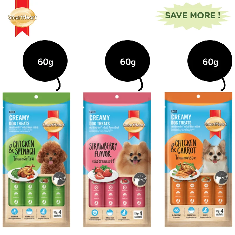 - The effect of dog food on dental healthSmartHeart Chicken & Carrot, Chicken & Spinach and Chicken & Strawberry Dog Creamy Treat Combo