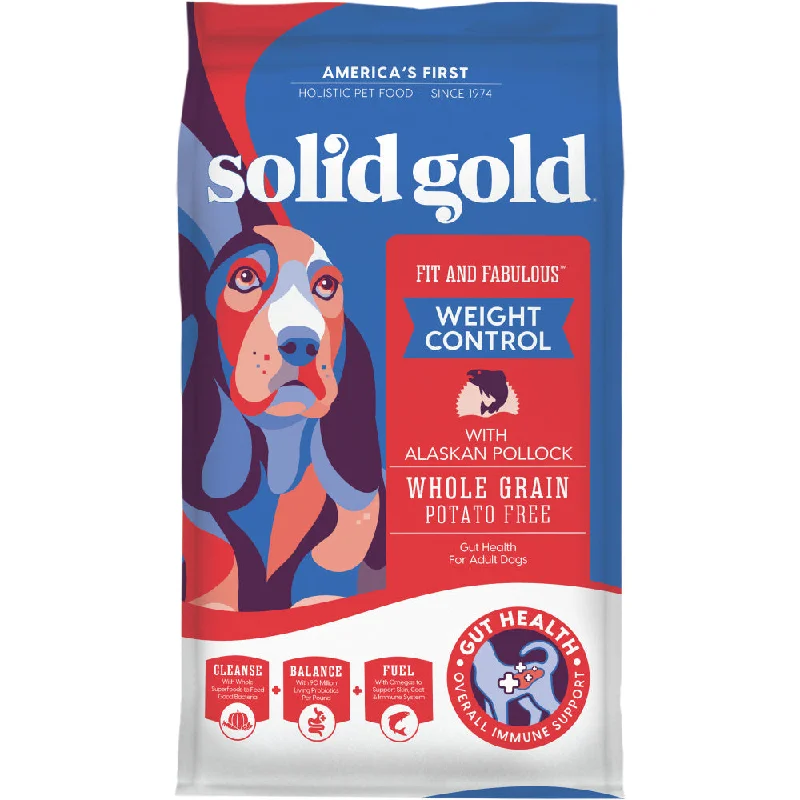 -Grain-free dog food recommendationSolid Gold Fit & Fabulous Adult Low Fat & Low Calorie with Fresh Caught Alaskan Pollock Dry Dog Food