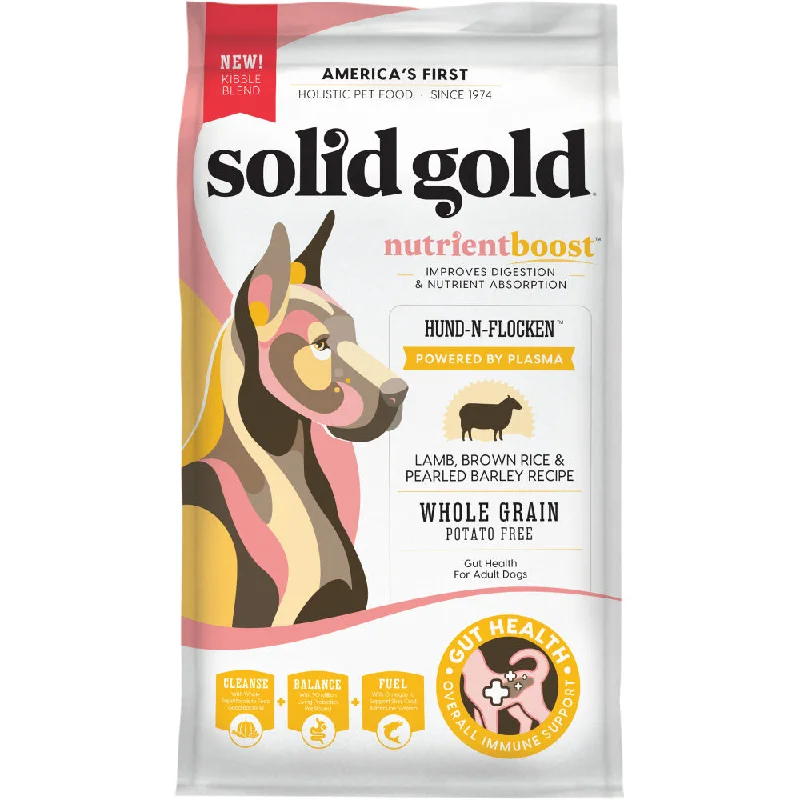 - How is Birgi dog foodSolid Gold NutrientBoost Hund-N-Flocken with Lamb, Brown Rice & Pearled Barley Dry Dog Food