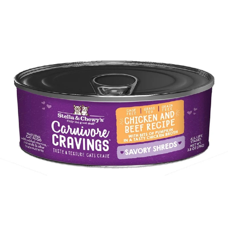    - Cat food nutritional analysis  Stella & Chewy's Carnivore Cravings Chicken & Beef Shreds Canned Cat Food