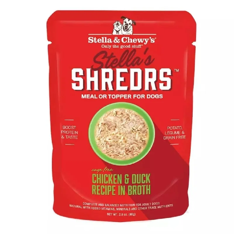  -High-fiber dog foodStella & Chewy's Shredrs Pouch Dog Food Chicken & Duck Dinner in Broth