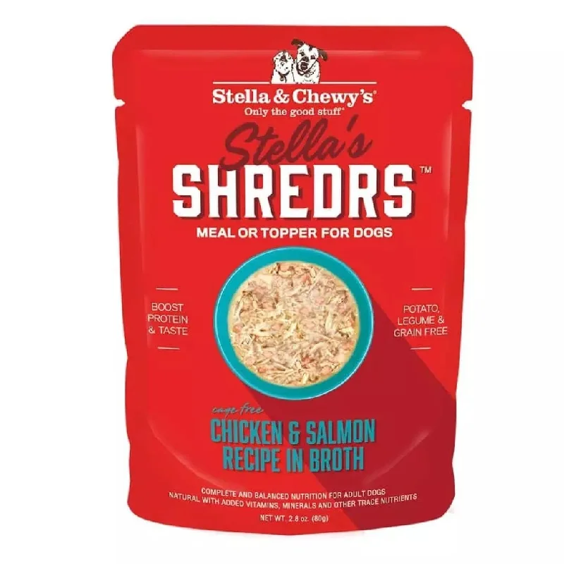 - Dog food discountsStella & Chewy's Shredrs Pouch Dog Food Chicken & Salmon Dinner in Broth