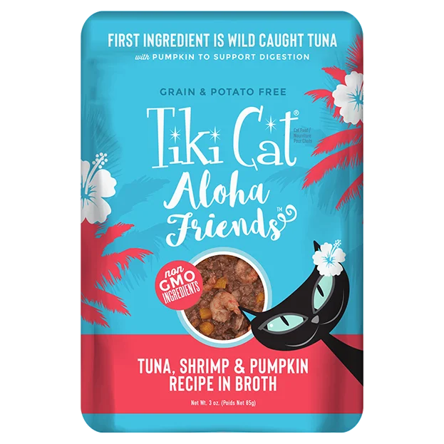    - Affordable cat food with good quality  Tiki Cat Aloha Friends Grain Free Tuna with Shrimp and Pumpkin Cat Food Pouches