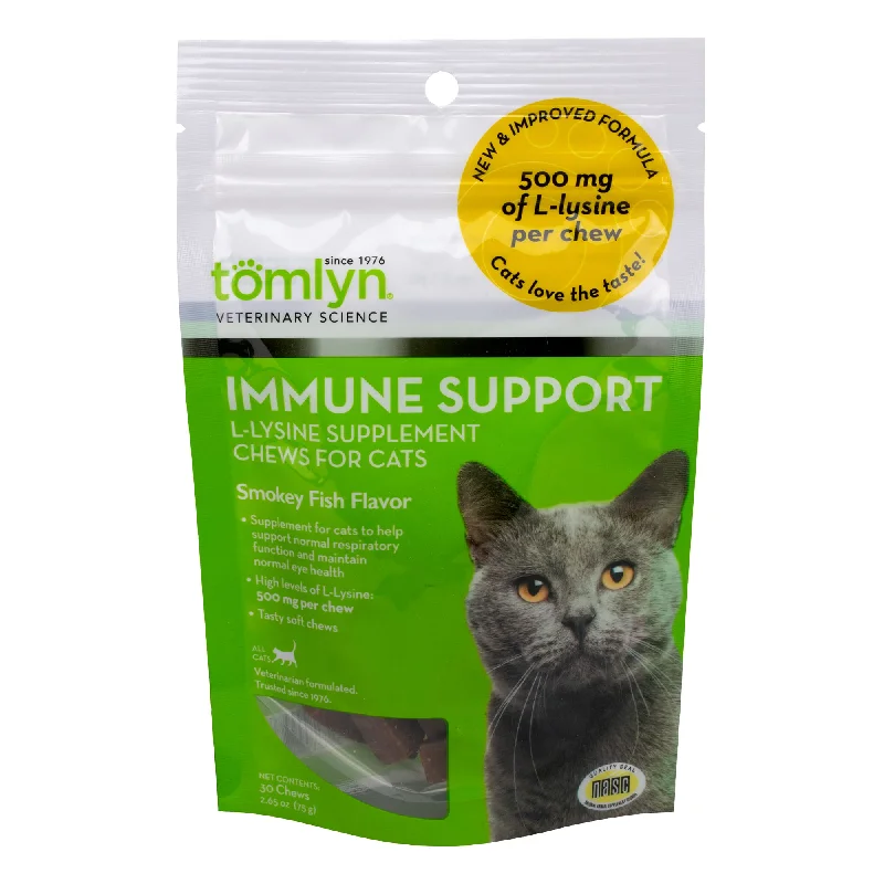    - Outdoor cat food  Tomlyn Immune Support L-Lysine Supplement Chews for Cats