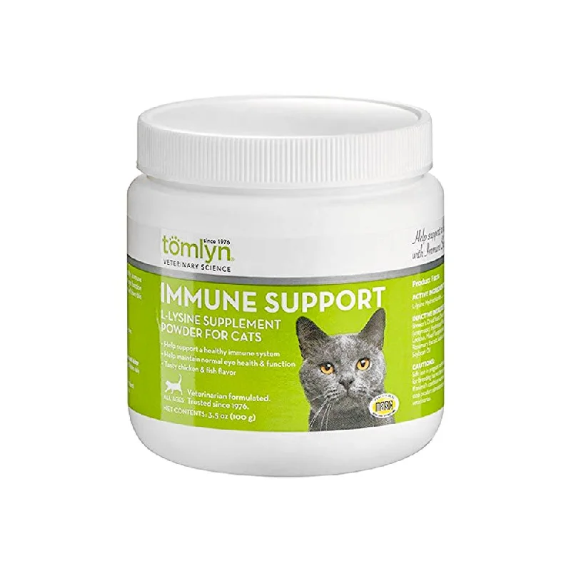    - Indoor cat food  Tomlyn Immune Support L-Lysine Supplement Powder