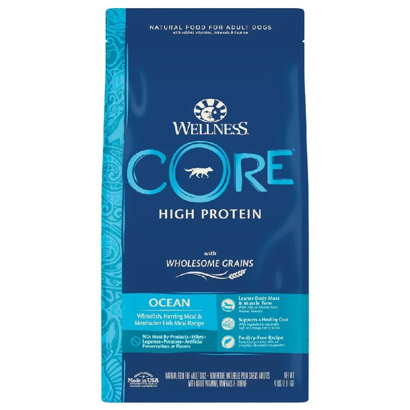 - The effect of dog food on hairWellness CORE High Protein Wholesome Grains Ocean Recipe Dry Dog Food