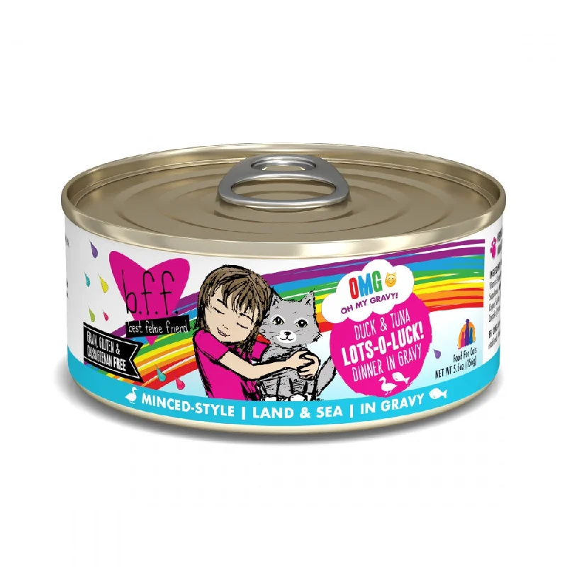    - How is Bricky cat food?  Weruva BFF Oh My Gravy Lots-O-Luck Grain Free Duck & Tuna in Gravy Canned Cat Food