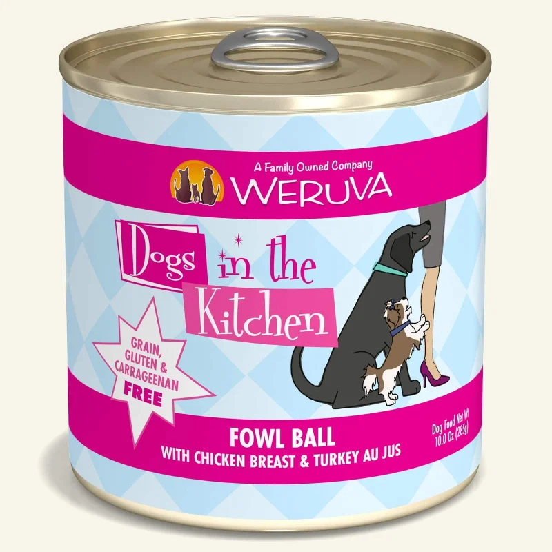 - High protein dog foodWeruva Dogs In the Kitchen Dog Grain Free Can Food Fowl Ball