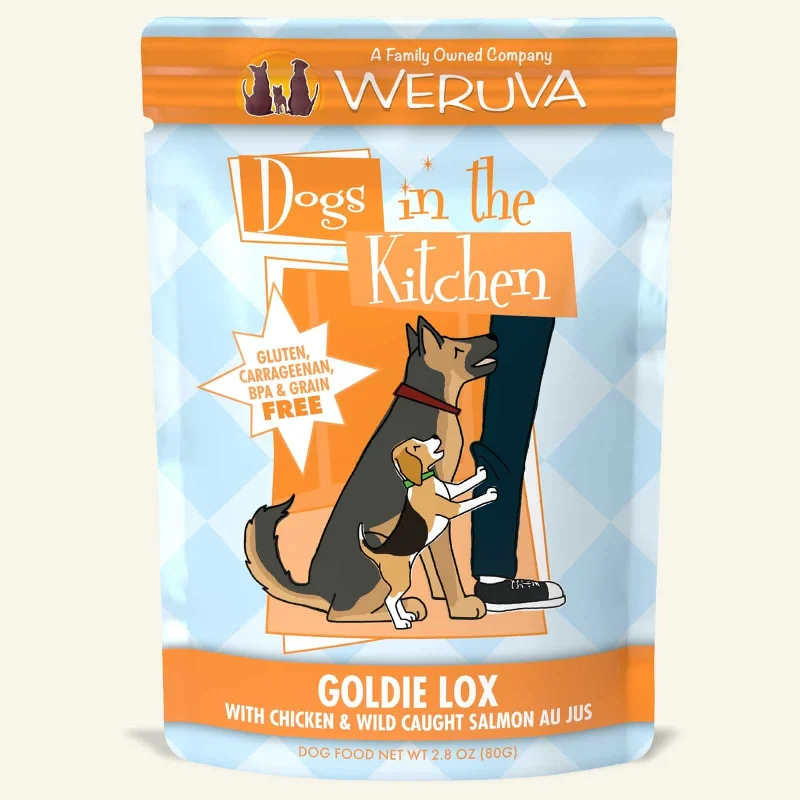 - Dog food recommendations for multi-dog householdsWeruva Dogs in the Kitchen Dog Grain Free Wet Food Goldie Lox