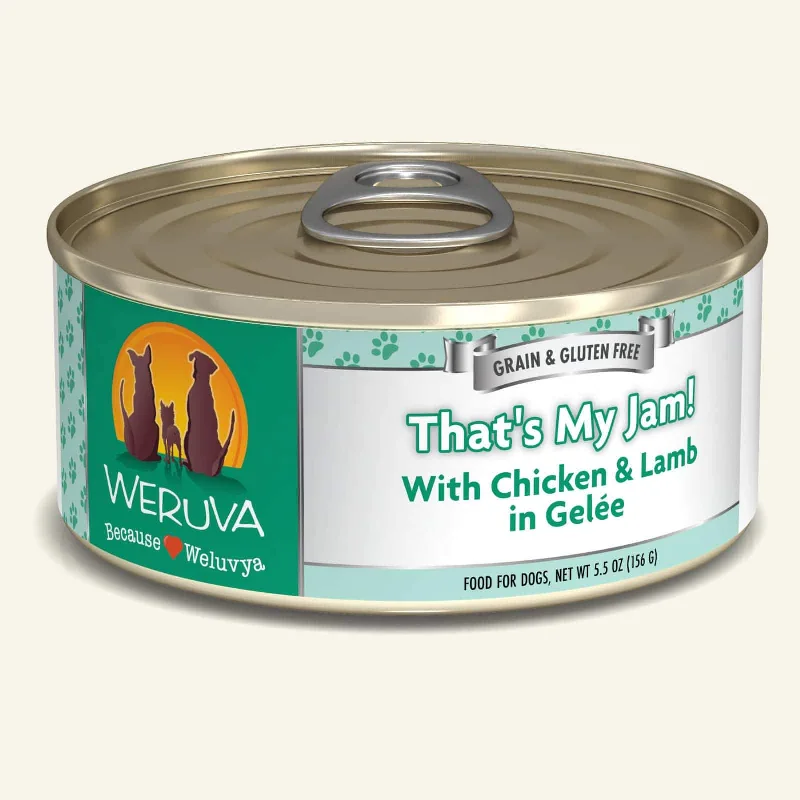  -Chicken-flavored dog foodWeruva Grain Free Dog Can Food That's My Jam