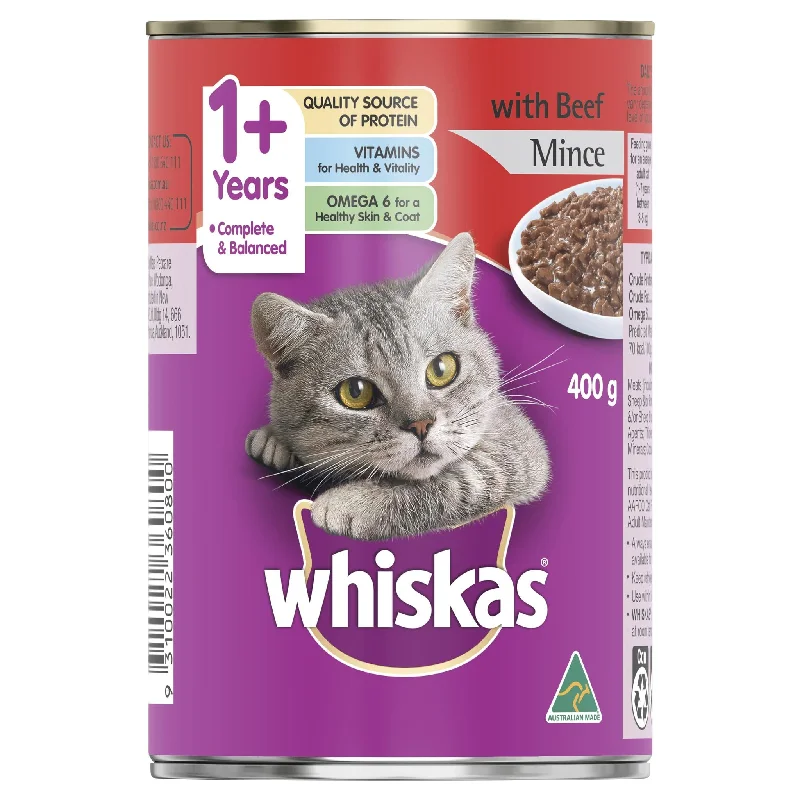    - Cat food for pregnant and nursing cats  Whiskas Oh So Meaty Cat Adult 1+yrs Beef Mince 400g x 24