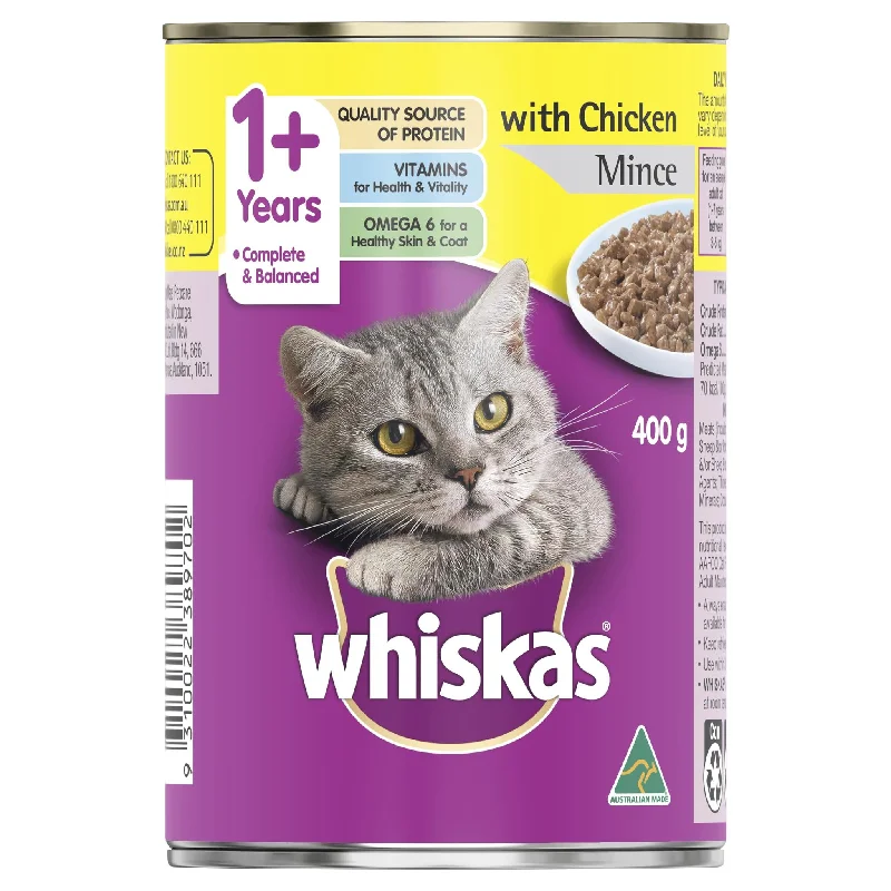    - Digestive care cat food  Whiskas Oh So Meaty Cat Adult 1+yrs Chicken Mince 400g x 24