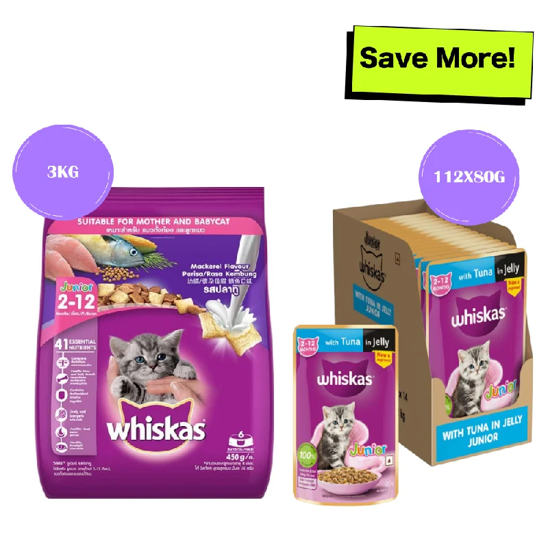    - Weight management cat food  Whiskas Tuna in Jelly Kitten Wet Food and Mackerel Flavour Kitten (2 to 12 months) Dry Food Combo