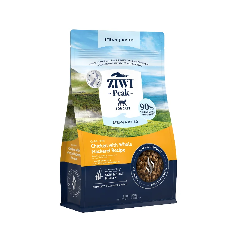    - Cat food for coat health  Ziwi Peak Steam & Dried Cage Free Chicken With Whole Mackerel Dry Cat Food