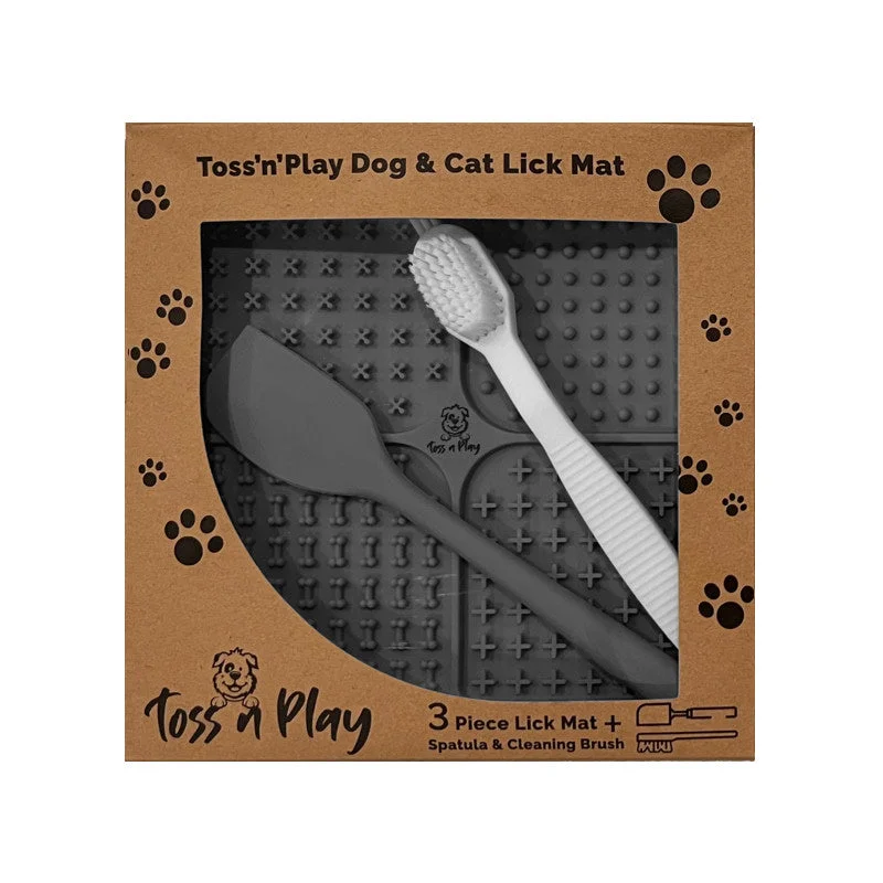  . **Pet backpack is breathable**Toss N' Play Dog & Cat Lick Mat Set Grey (3 piece)