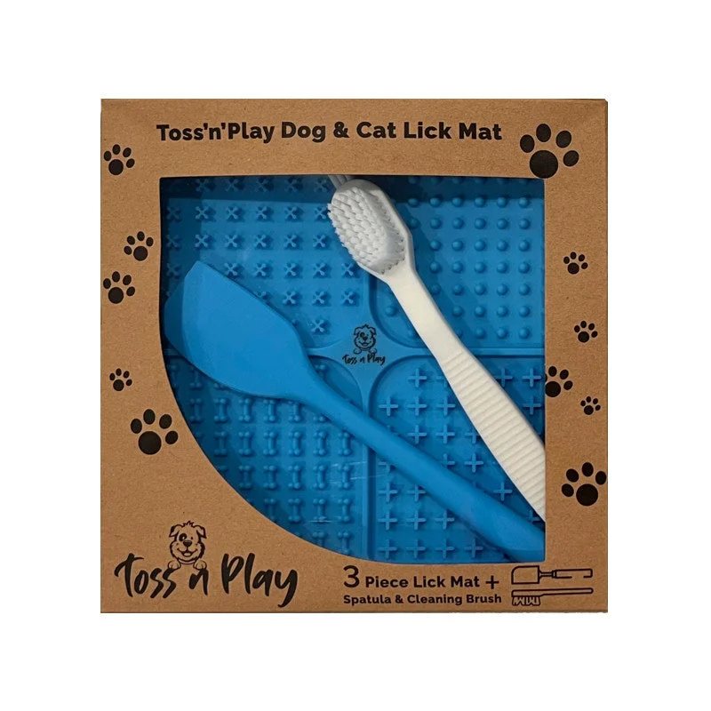  . **Pet mattress is waterproof and washable**Toss N' Play Dog & Cat Lick Mat Set Blue (3 piece)