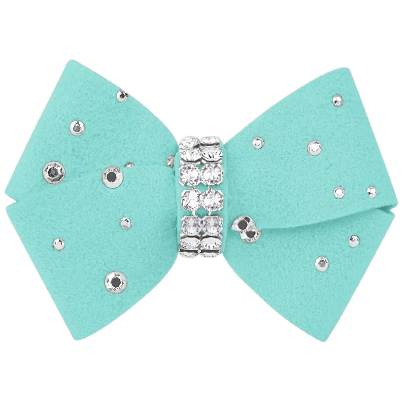 Pet birthday party clothesNouveau Bow Dog Hair Bow with Silver Stardust