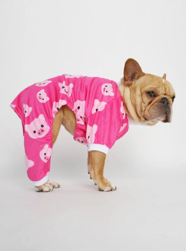 Pet holiday dress-up clothesPink Piggy Dog Pajama Jumpsuit